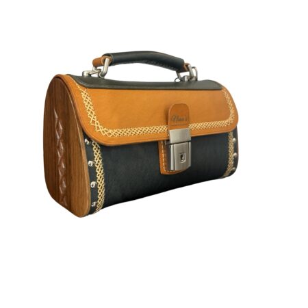 Exclusive Limited Edition Luxe Leren Tas – Handgemaakt met Walnoothout