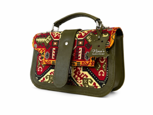 Genuine Leather Handbag with Long Shoulder Strap – Handmade Ethnic Crossbody Bag for Women