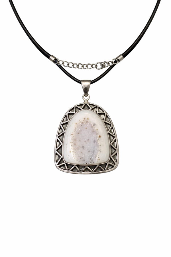 Handmade Silver Quartz & Amethyst Necklace – Natural Gemstone Pendant Jewelry – Boho Artisan Necklace Gift for Women