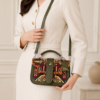 Genuine Leather Handbag with Long Shoulder Strap – Handmade Ethnic Crossbody Bag for Women