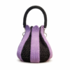 Handmade Crochet Tulip Bag – Lavender & Black Knit Bucket Handbag with Braided Handle Groot