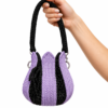 Handmade Crochet Tulip Bag with Strap – Lavender Black Knit Bucket Bag, Unique Boho Handbag Klein