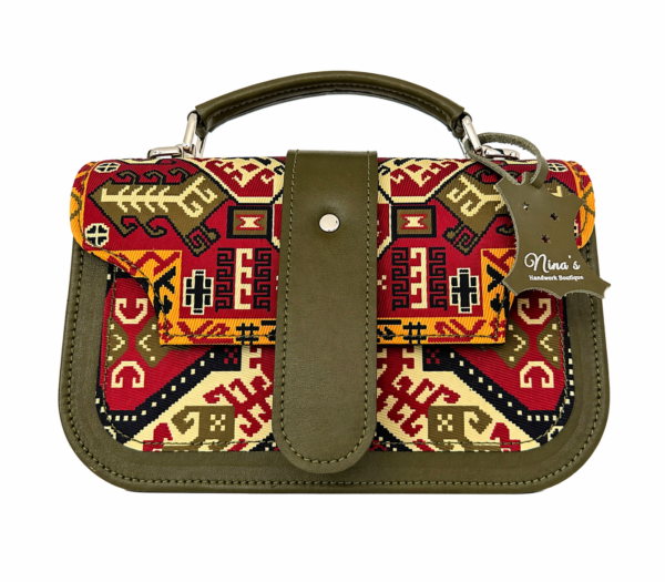 Genuine Leather Handbag with Long Shoulder Strap – Handmade Ethnic Crossbody Bag for Women