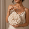 Designer Crochet Handbag – Handmade Rose Flower Purse