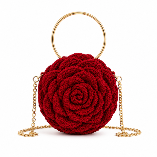 Luxury Crochet Rose Purse – Elegant Handmade Floral Bag