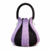 Handmade Crochet Tulip Bag – Lavender & Black Knit Bucket Handbag with Braided Handle Groot