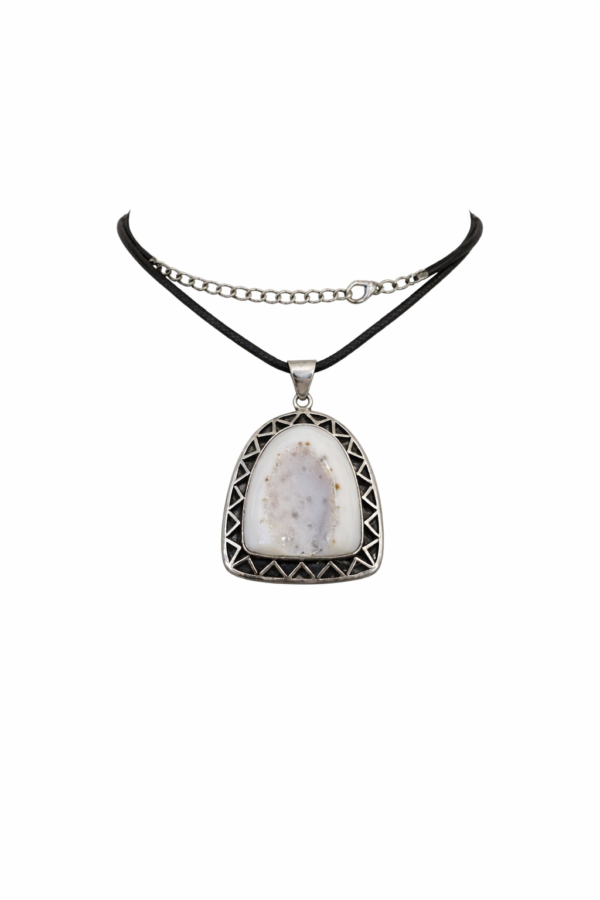 Handmade Silver Quartz & Amethyst Necklace – Natural Gemstone Pendant Jewelry – Boho Artisan Necklace Gift for Women