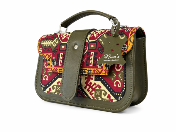 Genuine Leather Handbag with Long Shoulder Strap – Handmade Ethnic Crossbody Bag for Women