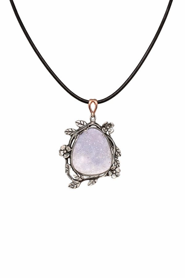 Handmade Silver Quartz & Amethyst Necklace – Natural Gemstone Pendant – Artisan Boho Jewelry Gift for Women