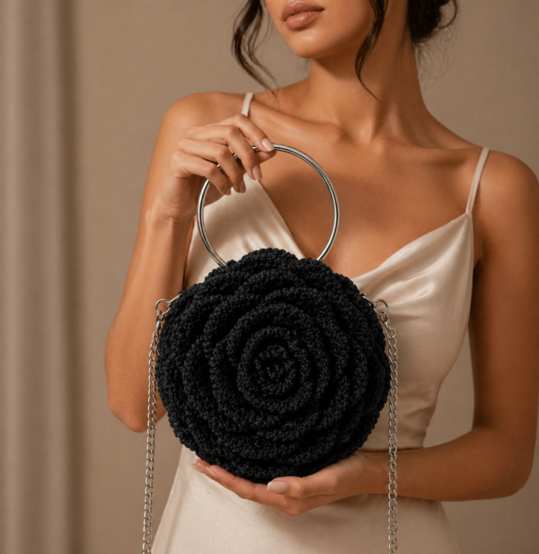 Luxury Crochet Rose Purse – Elegant Handmade Floral Bag
