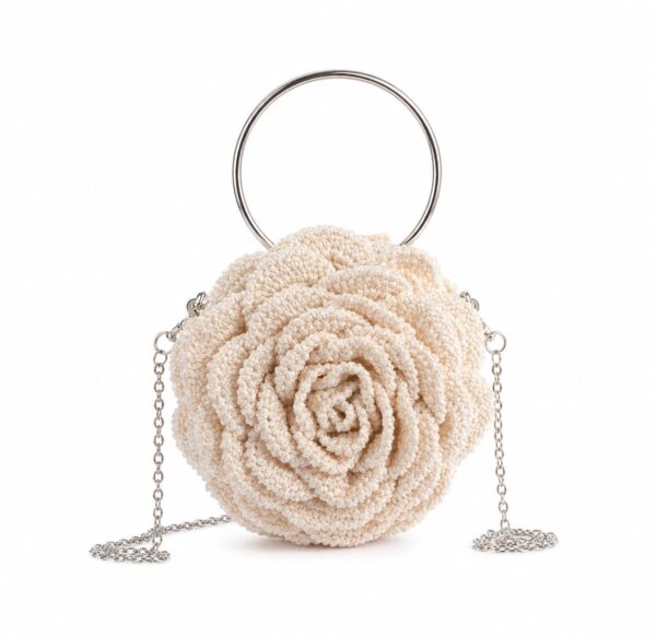 Designer Crochet Handbag – Handmade Rose Flower Purse