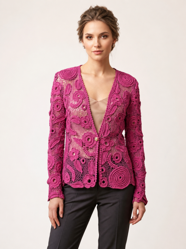 Exclusief Handgemaakt Italiaans Vest – Luxe Dames Vest van Viscose en Katoen Crochet