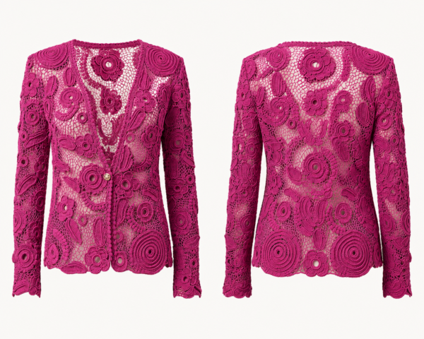 Exclusief Handgemaakt Italiaans Vest – Luxe Dames Vest van Viscose en Katoen Crochet
