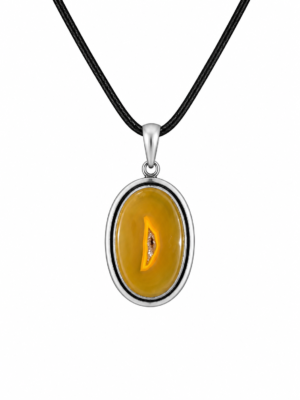 Handmade Natural Agate Stone Necklace Pendant | Unique Silver Jewelry