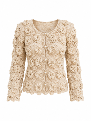 Handmade Exclusief Crochet Vest – Luxe Bio Katoen & Viscose | Uniek Bloemen Design