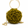 Luxury Handmade Crochet Rose Bag – Exclusive Olive Green Floral Handbag with Gold Handle