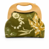 Handmade Sustainable Suede Handbag with Wooden Handle | Elegant Floral Evening Bag | Eco-Friendly Crossbody Purse