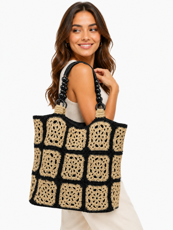 Luxury Handmade Crochet Beach Bag – Organic Raffia Tote for Summer, Travel & Resort Wear