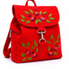 Luxury Red Embroidered Backpack – Handmade Floral Pomegranate Canvas Backpack for Women