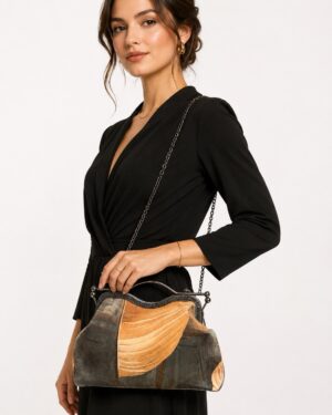 Handmade Velour Evening Bag with Antique Frame – Unique Art Clutch Purse