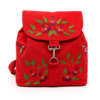 Luxury Red Embroidered Backpack – Handmade Floral Pomegranate Canvas Backpack for Women