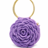Handmade Crochet Rose Bag with Gold Ring Handles – Elegant Floral Handbag