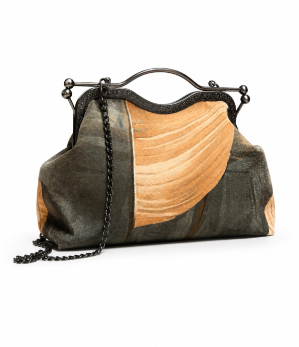 ed7c7a72-7f3f-4e94-a96c-f9428375188e Handmade Velour Evening Bag with Antique Frame – Unique Art Clutch Purse