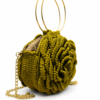 Luxury Handmade Crochet Rose Bag – Exclusive Olive Green Floral Handbag with Gold Handle