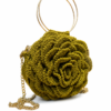 Luxury Handmade Crochet Rose Bag – Exclusive Olive Green Floral Handbag with Gold Handle