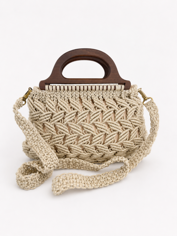 f6133c6c-2a2f-4502-b828-df28a197c401 Handgemaakte Macramé Handtas met Walnoten Houten Sluiting | Luxe Boho Dames Tas | Nina’s Handwork Boutique