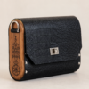 Luxury Handmade Genuine Leather Crossbody Bag with Walnut Wood Panels – Armenian Ornament Engraving – Artisan Shoulder Bag – Exclusive Designer Purse