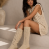 Crème Handmade Crochet Laarzen Dames – Bamboe Katoen – Maat 40 | Amsterdam