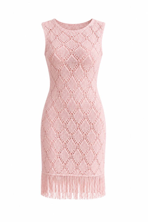 Luxe Gebreide Jurk Licht Zalmroze – Italiaans Katoen & Bamboe | Handmade Comfort Jurk XS–M
