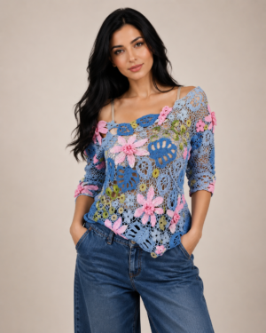 Luxury Handmade Irish Lace Crochet Top – Katoen & Viscose | Nina’s Handwork Boutique Amsterdam