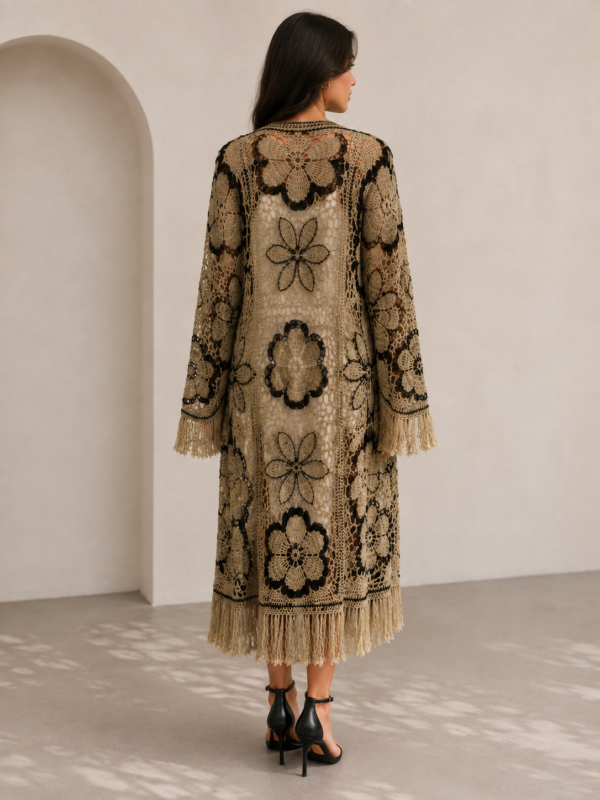 3d1b6571-3c66-4b0d-b8d1-10064b48b901-3 Luxury Handmade Crochet Loro Piana Linen Cardigan | Floral Lace Duster | Premium Artisan Knit Kimono | Boho Luxury Jacket | Handmade in Europe