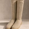 Crème Handmade Crochet Laarzen Dames – Bamboe Katoen – Maat 40 | Amsterdam