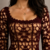 Luxe Handmade Crochet Jurk van Italiaanse Viscose – Gevoerd – M/L | Nina’s Amsterdam