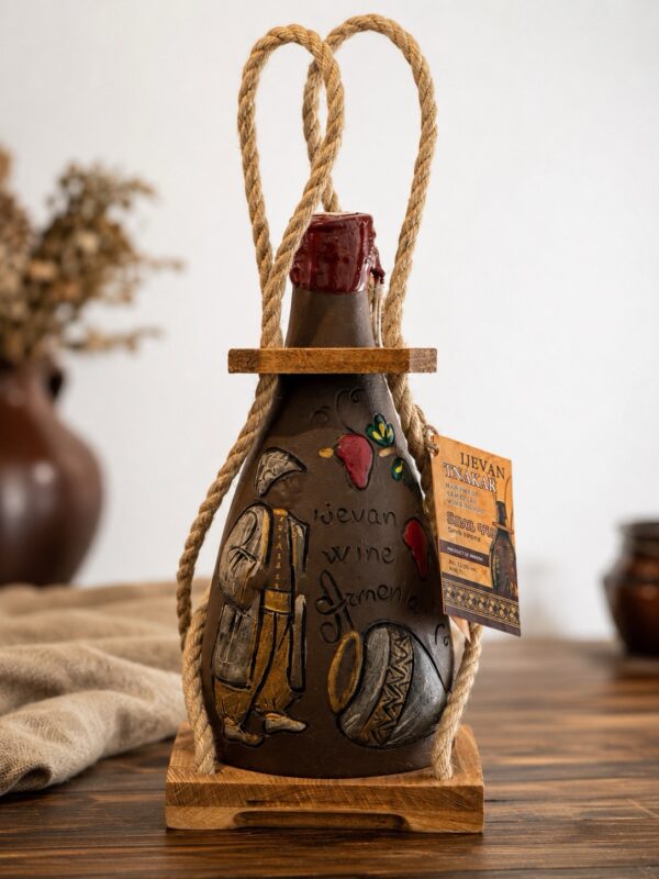 a6bbdc9f-88ac-4ae3-aa8f-3667c91aa509 Armeense Wijn 750 ml in Handgemaakte Keramische Fles met Houten Design – Uniek Luxe Cadeau