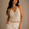 Handmade Crochet Top Dames – Egyptisch Katoen & Viscose – Open Rug – Universele Maat