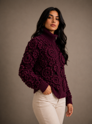 bcc9eccb-81a6-4368-97a0-1bd72e00838c Luxe Handgemaakte Crochet Winterjas Dames – Wol met Warme Voering | Exclusive Handmade