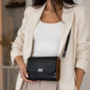Luxury Handmade Genuine Leather Crossbody Bag with Walnut Wood Panels – Armenian Ornament Engraving – Artisan Shoulder Bag – Exclusive Designer Purse