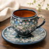 c48d6867-55ab-4df3-9bd7-4ee7033ad879 Handgemaakte Keramische Kop & Schotel – Handgegraveerd Bloemendesign | Premium Keramiek