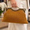 Handmade Macramé Clutch – Goudgeel met Vintage Metalen Frame