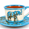 1b9f6bdf-733c-48b9-a24d-ca2c324894d1 Handmade Keramiek Kopje met Schotel – Handgeschilderde Olifant in Van Gogh-Stijl | Premium Koffie & Thee Set