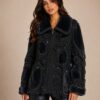 43d727d0-d9eb-4f96-9bd2-2d7adb575e19 Exclusive Handmade Crochet Wollen Jas Zwart/Grijs – Faux Fur Details – M t/m XL