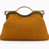 Handmade Macramé Clutch – Goudgeel met Vintage Metalen Frame