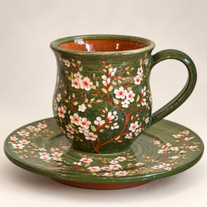 60b816d3-2dbc-4f4d-89e5-868bd6e35ce7 Cherry Blossom – Premium Handgemaakt Keramiek Kopje met Schotel | Handgegraveerd & Handbeschilderd