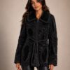 926858eb-85cb-4625-b266-f10d9eb2a108 Exclusive Handmade Crochet Wollen Jas Zwart/Grijs – Faux Fur Details – M t/m XL