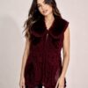 Luxe Handmade Irish Lace Crochet Gilet met Max Mara Faux Fur – Bordeaux maat S tot L