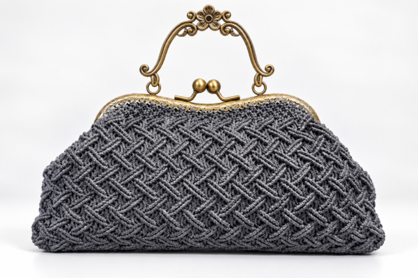 Handmade Macramé Tas Grijs – Exclusieve Handgemaakte Clutch